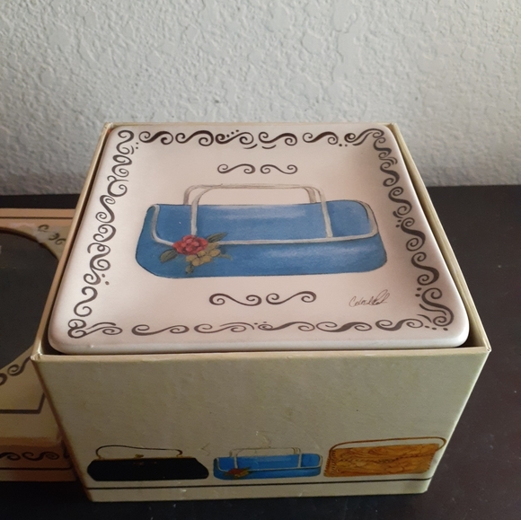 GORGEOUS NEW IN BOX Celeste Peters MWW Market 4.5" Canape Plates Set of 4 - Picture 2 of 3